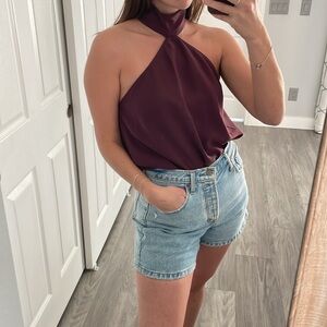 Amanda Uprichard Burgundy Halter Top